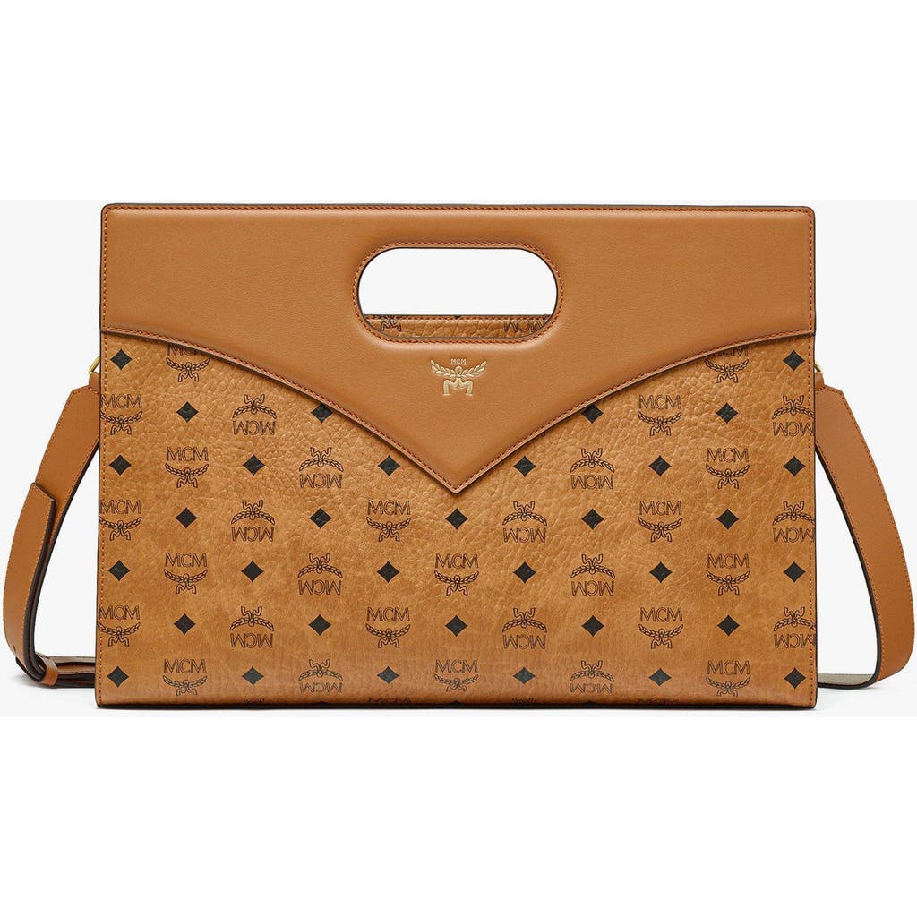 Mcm Diamond Tote In Cognac