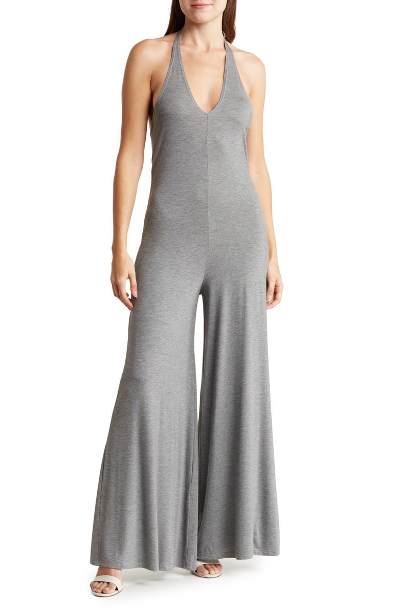 GO COUTURE Wide Leg Halter Jumpsuit, Main, color, Dark Slate