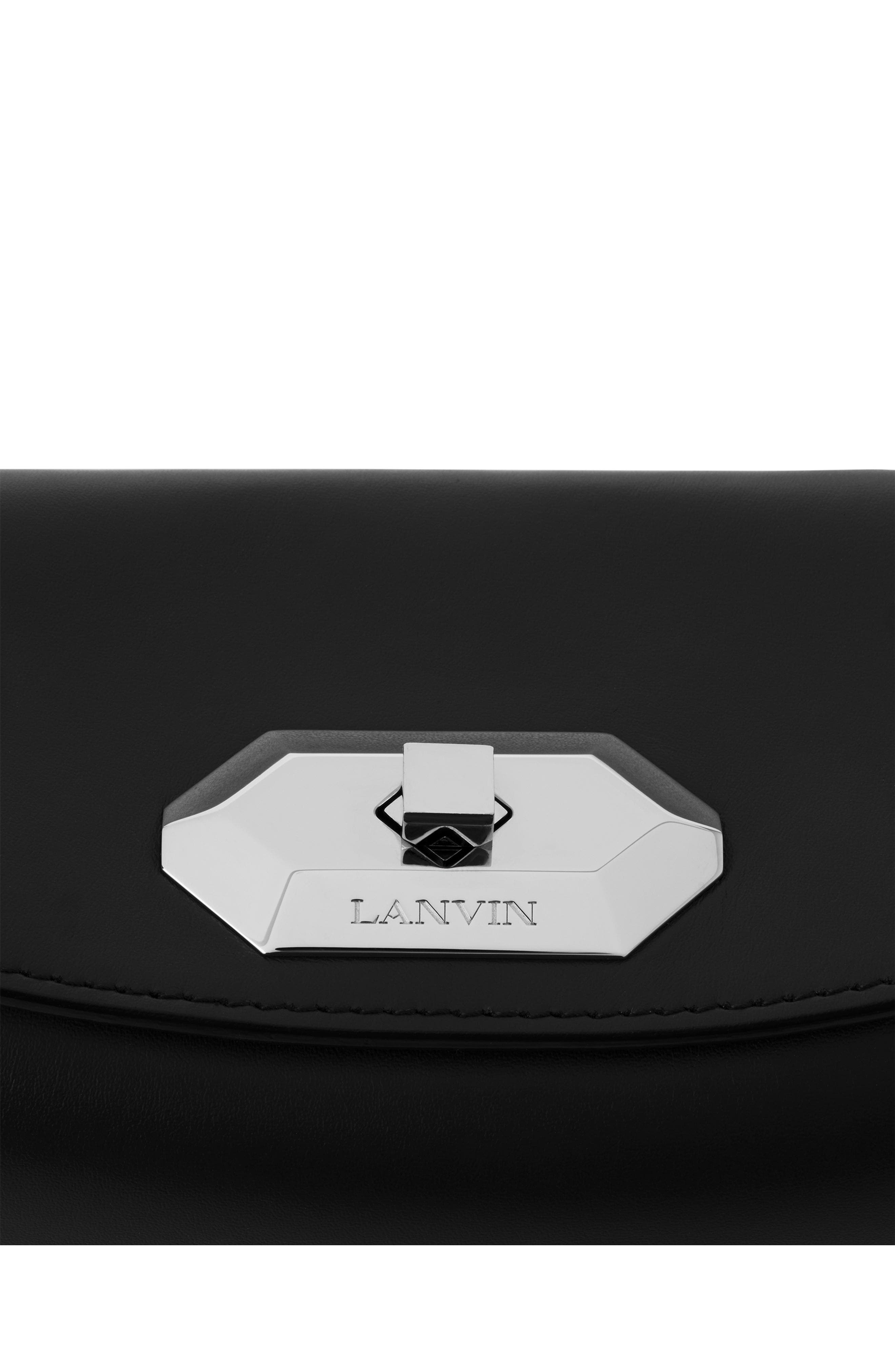 Lanvin Compagnon Asymmetrical Leather Clutch Bag, Alternate, color, Black