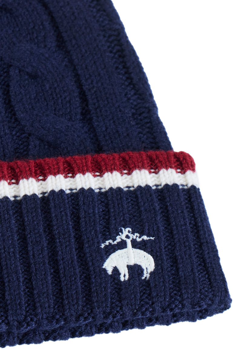 Brooks Brothers Cashmere Blend Tennis Stripe Cable Hat, Alternate, color, Navy