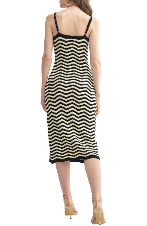 Lush Wavy Knit Midi Dress In Cream Black