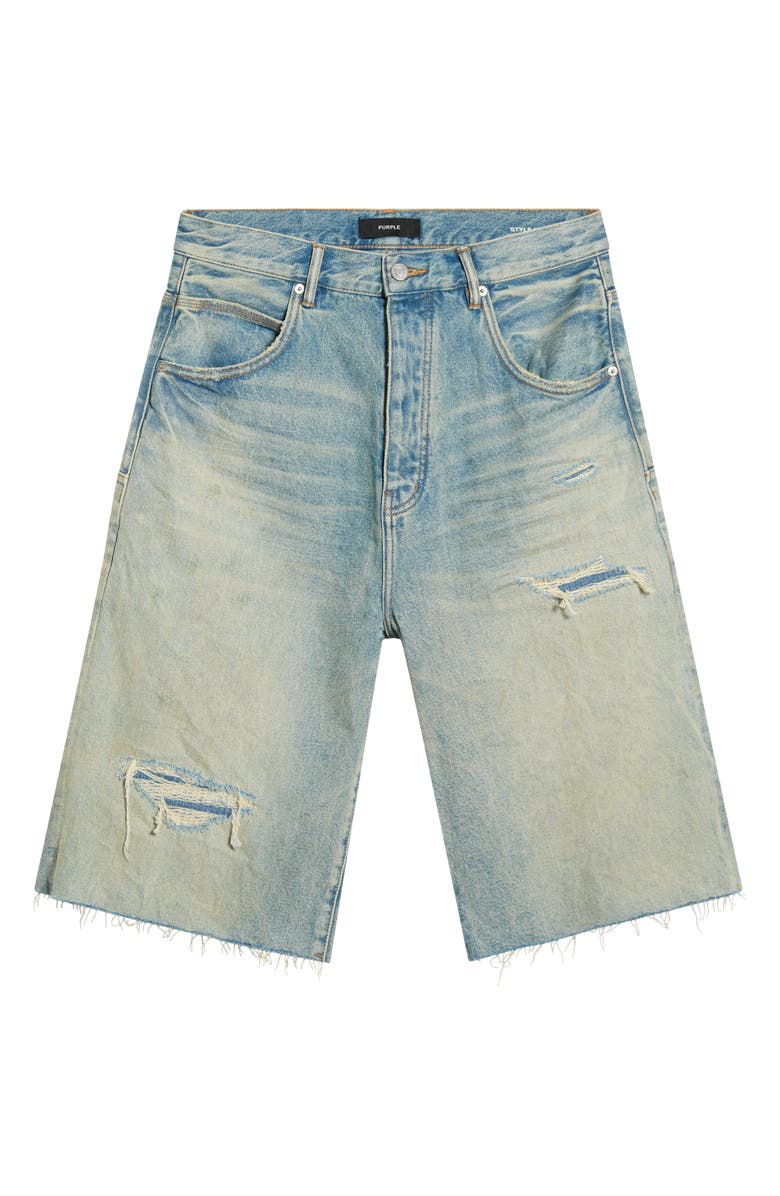 PURPLE BRAND Ripped Relaxed Fit Jean Shorts, Alternate, color, Light Indigo
