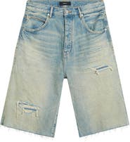 PURPLE BRAND Ripped Relaxed Fit Jean Shorts