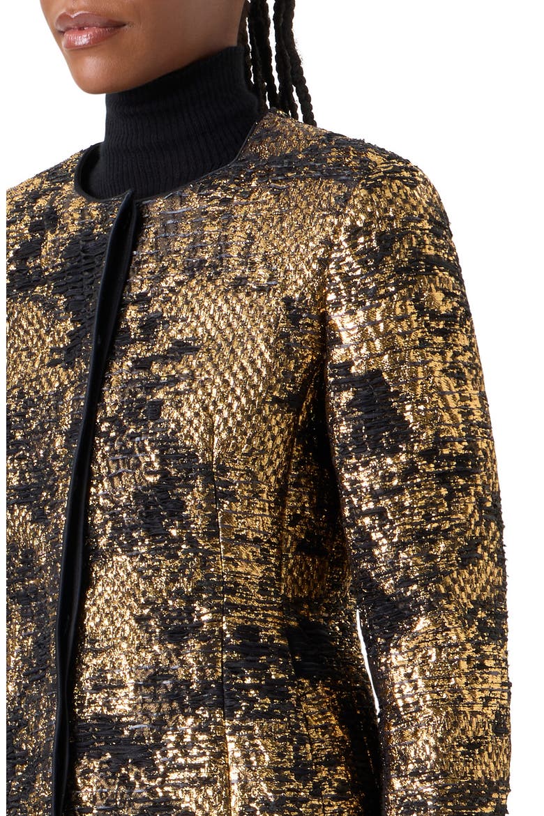 Fragmented Techno Lamé Jacquard Jacket, Alternate, color, GOLD-BLACK