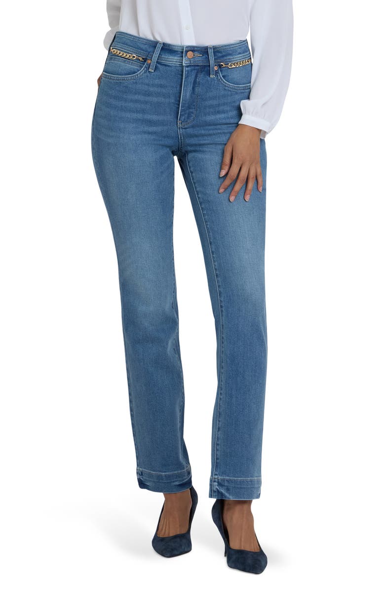 NYDJ Marilyn High Waist Straight Leg Jeans, Main, color, Bastille Sea