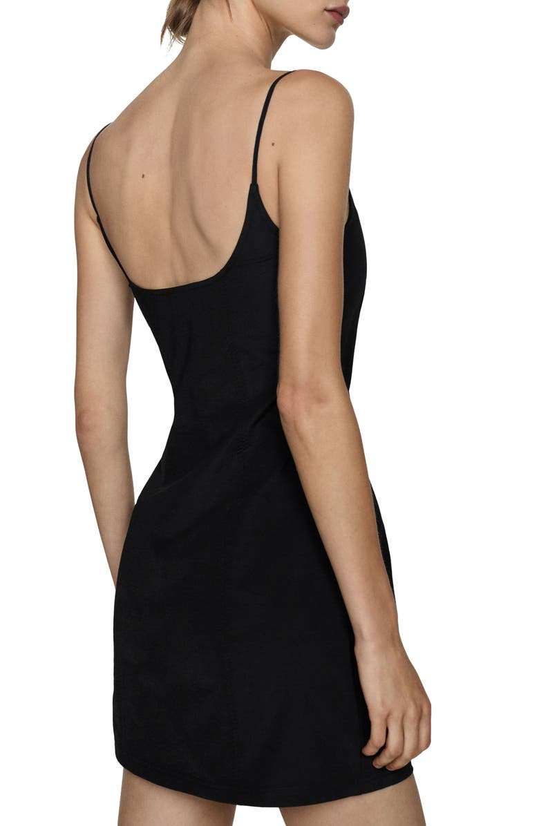 MANGO Lace Trim Minidress, Alternate, color, Black