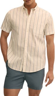 Brooks Brothers Stripe Short Sleeve Stretch Seersucker Button-Down Shirt