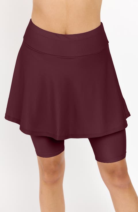 Midi Swim Skort With Bike Shorts