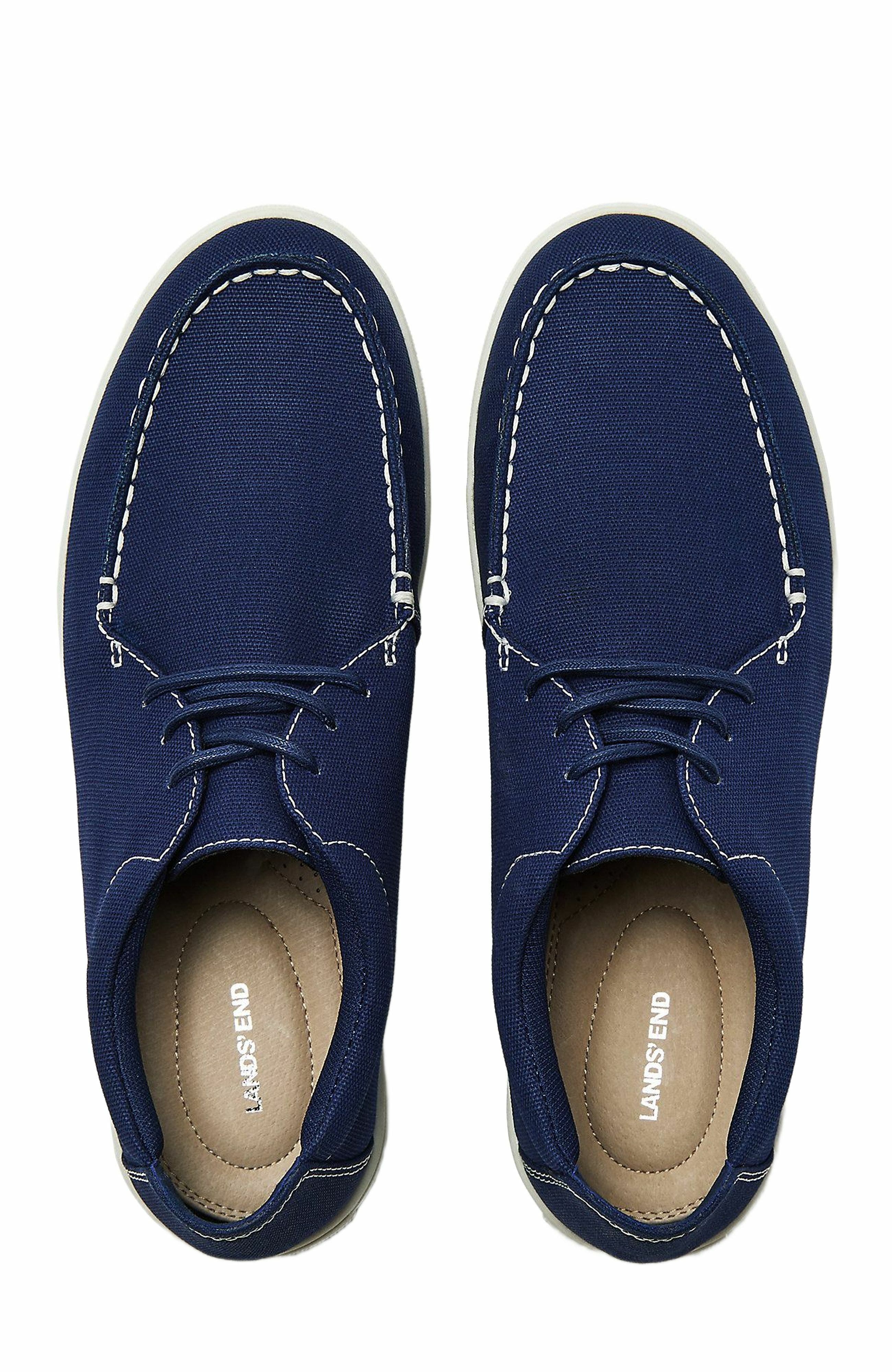 Lands' End Moc Toe Canvas Lace Up Sneakers, Main, color, Deep Sea Navy