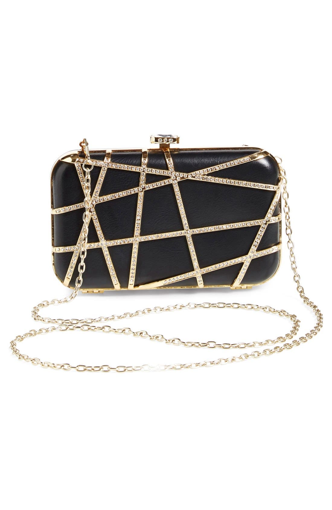 Tasha 'Deco' Crystal Box Clutch, Alternate, color, BLACK/ GOLD