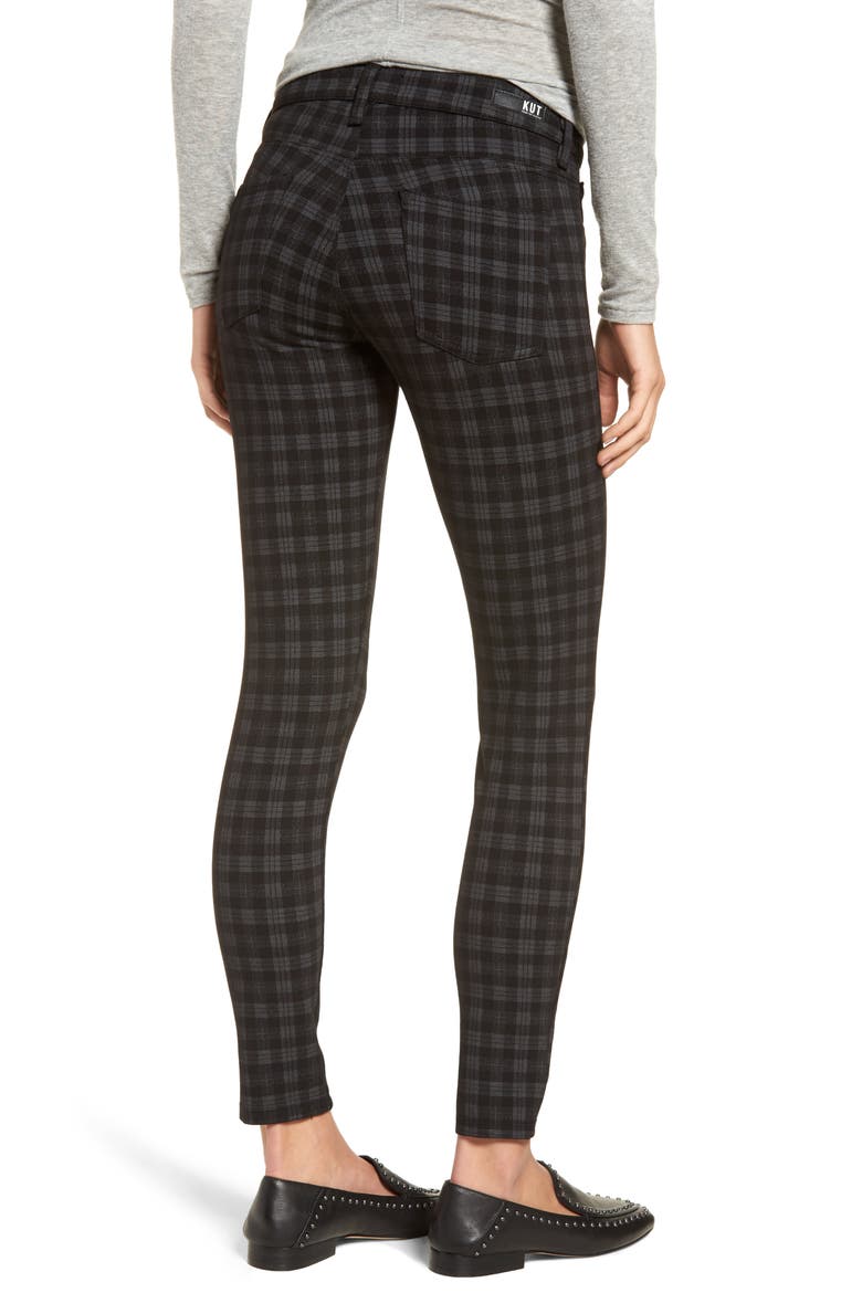 Diana Plaid Skinny Ponte Pants, Alternate, color, CHARCOAL GREY