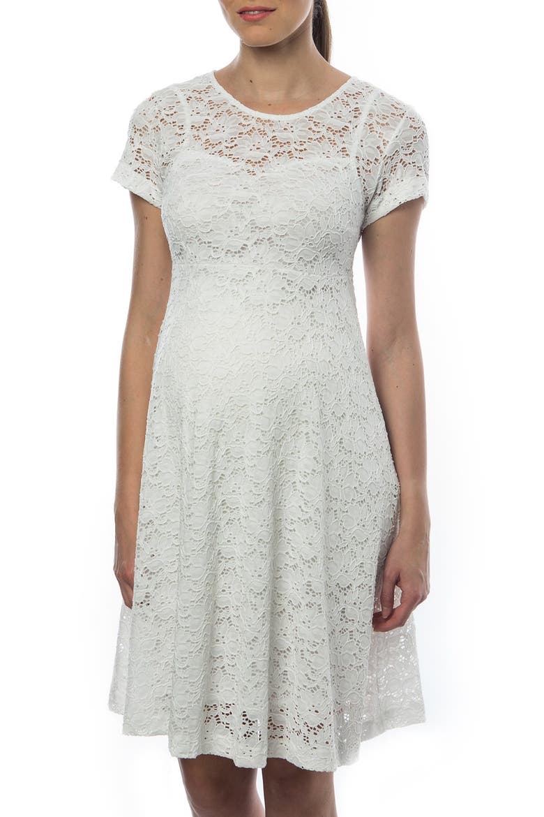 'Rodano' Lace Maternity Dress, Main, color, WHITE