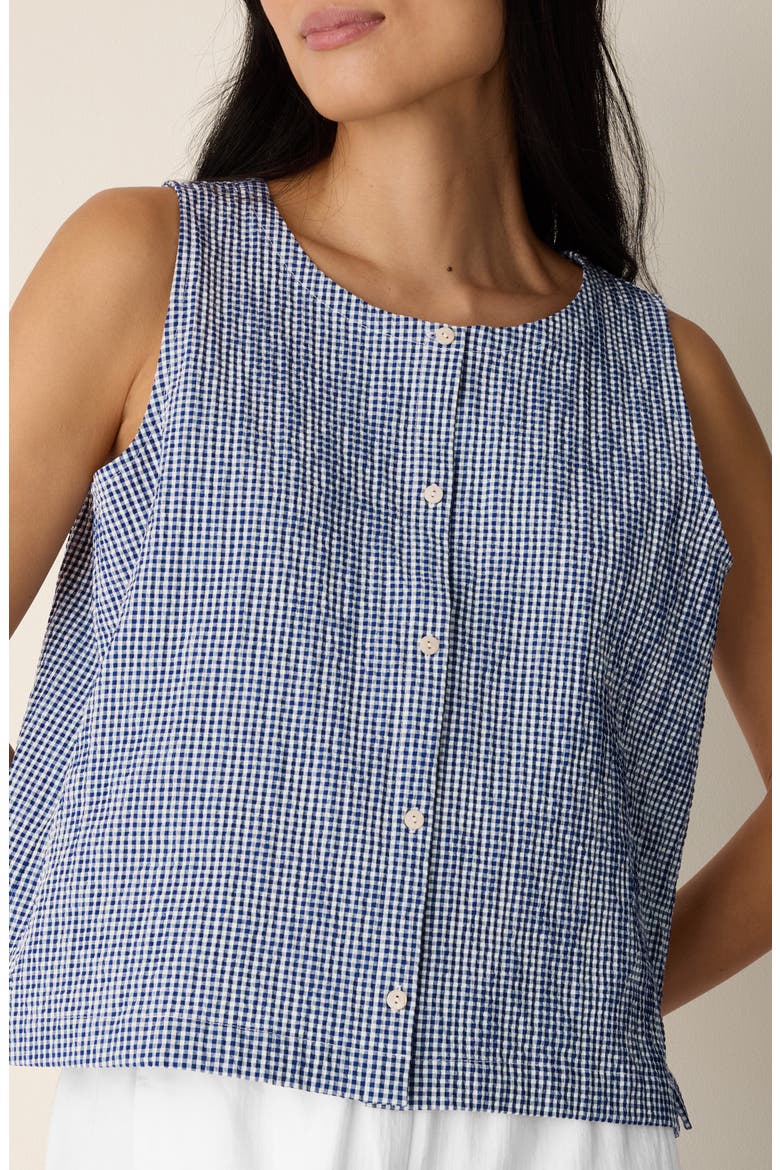 Crinkled Stretch Organic Cotton Vest, Alternate, color, LIGHT DIVE