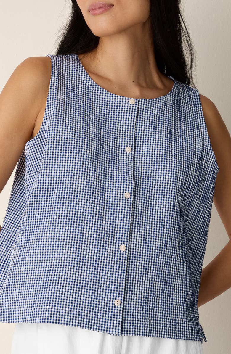 Eileen Fisher Crinkled Stretch Organic Cotton Vest, Alternate, color, Light Dive