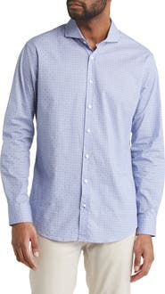 Brax Harold Geo Print Hi Flex Stretch Cotton Button-Up Shirt