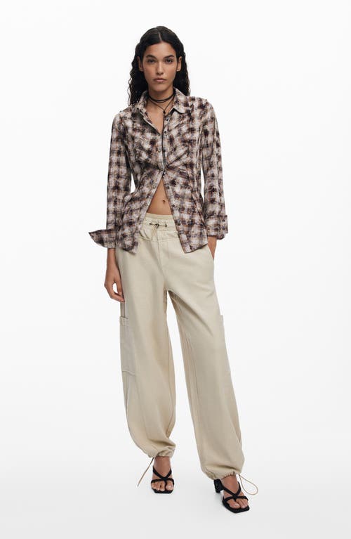 Desigual Long Sleeve Button-up Shirt In Brown