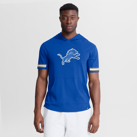 Men's Fanatics Blue Detroit Lions Optimal Play Short Sleeve Hooded T-Shirt
