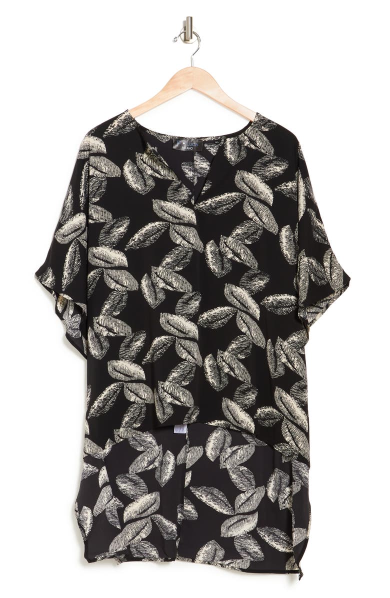 PATRIZIA LUCA Feather Print Top, Alternate, color, Black/ White