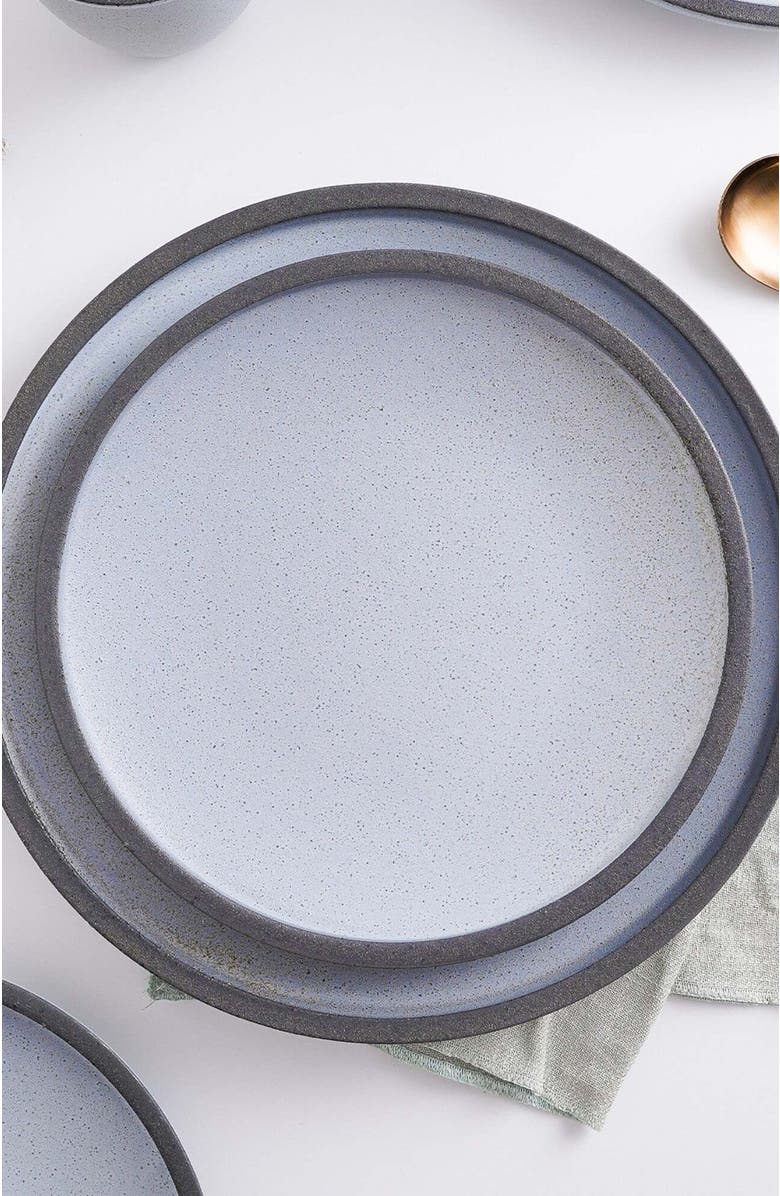 Stone Lain Tina Stoneware 4-Piece Dinner Plate, Alternate, color, Blue And Gray