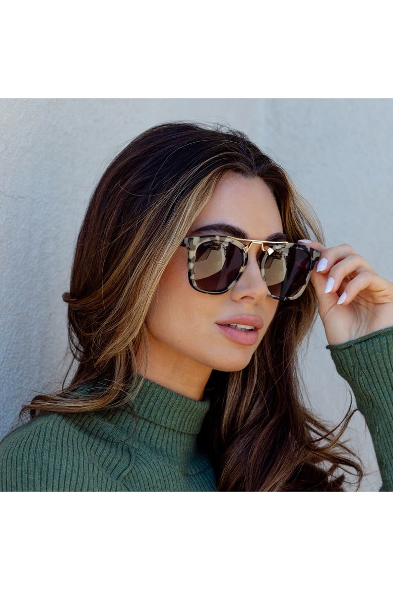 Demi - 51mm Oversized Square Polarized Sunglasses, Alternate, color, Beige Tortoise