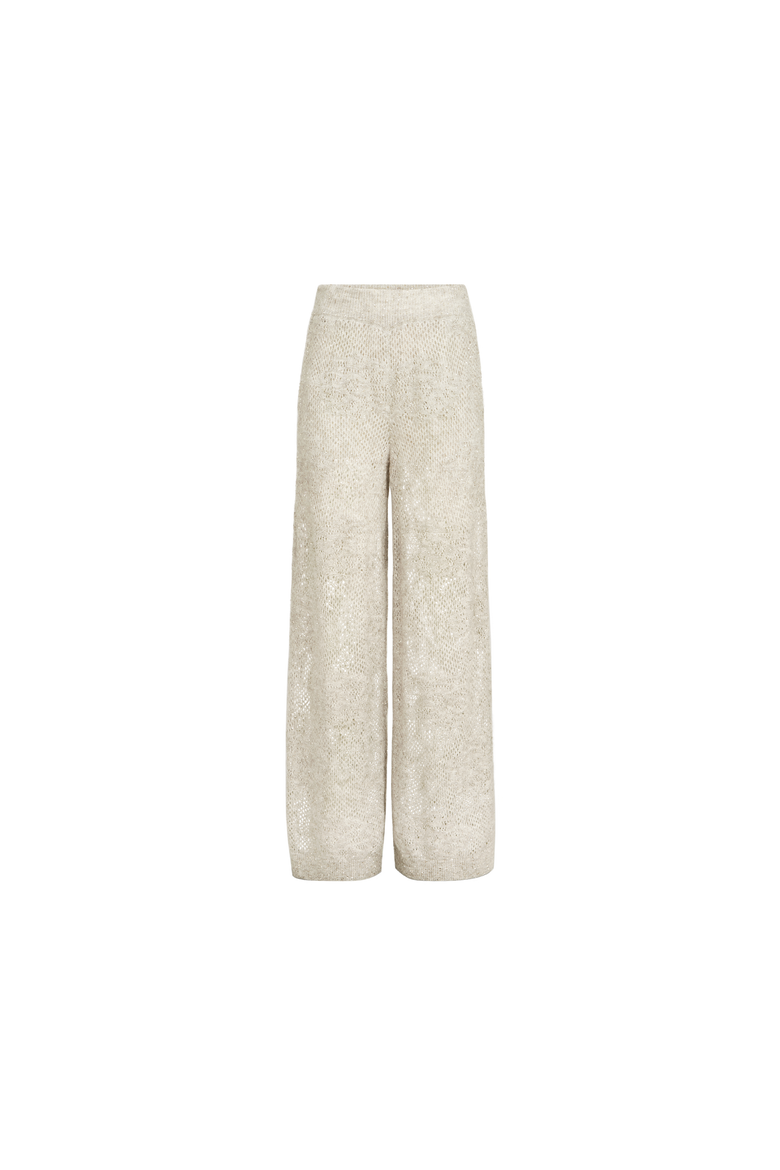 Lace flowers knit track trousers in sparkling mohair and virgin wool, Alternate, color, Buff