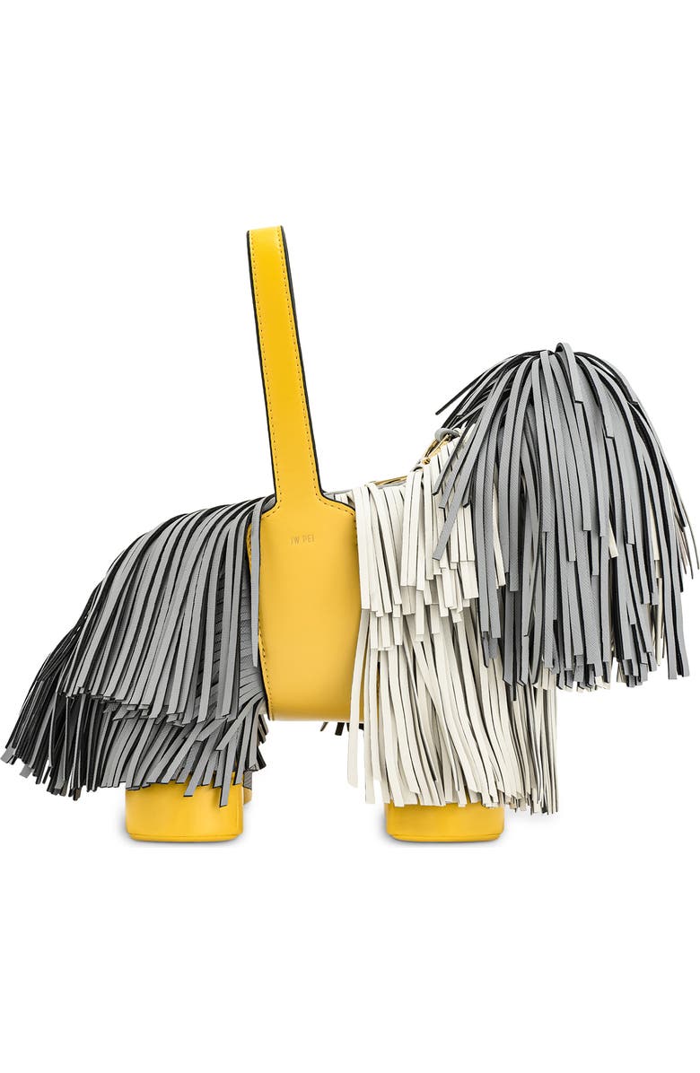 JW PEI Nita Puppy Shape Fringed Faux Leather Handbag, Main, color, Gray