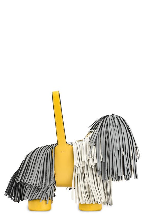 Nita Puppy Shape Fringed Faux Leather Handbag