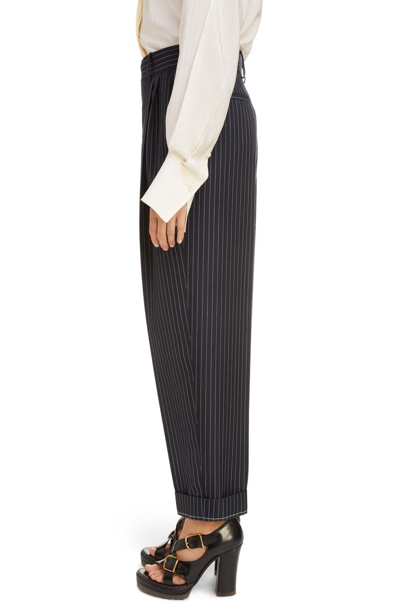 Chloé Pleated Pinstripe Ankle Pants, Alternate, color, 