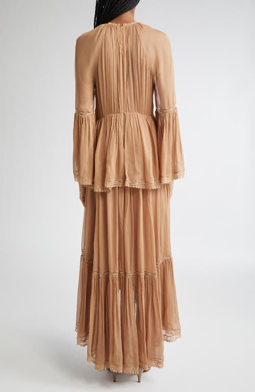 Zimmermann Hypnotic Peplum Long Sleeve Flutter Dress In Brown
