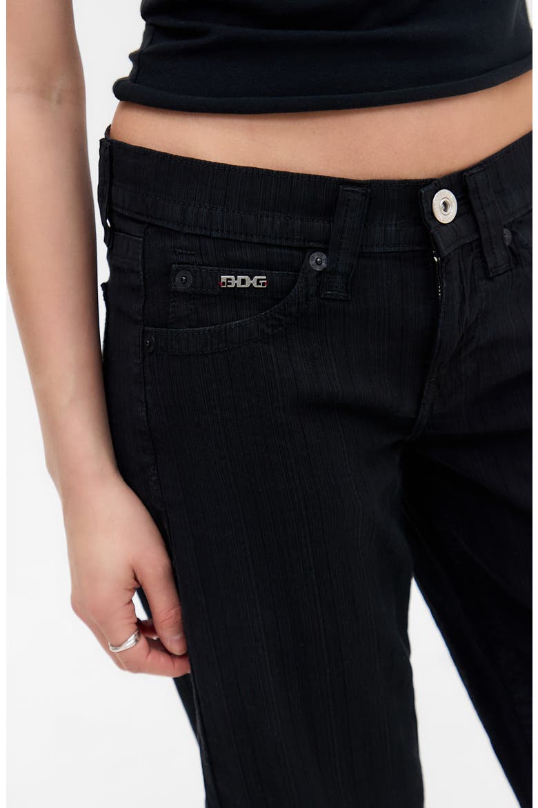 Kayla Low Rider Textured Trouser Leg Jeans, Alternate, color, BLACK