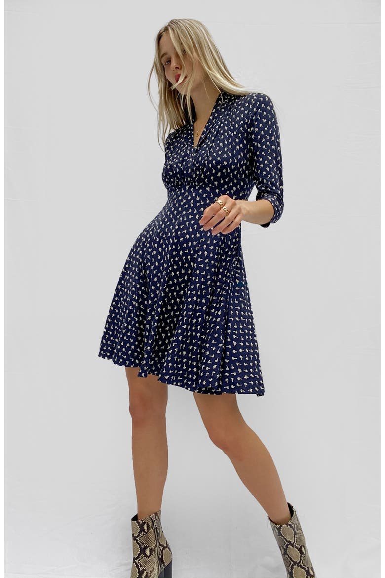 Ditsy Litzy Meadow Jersey Dress, Alternate, color, INDIGO-WINTER WHITE