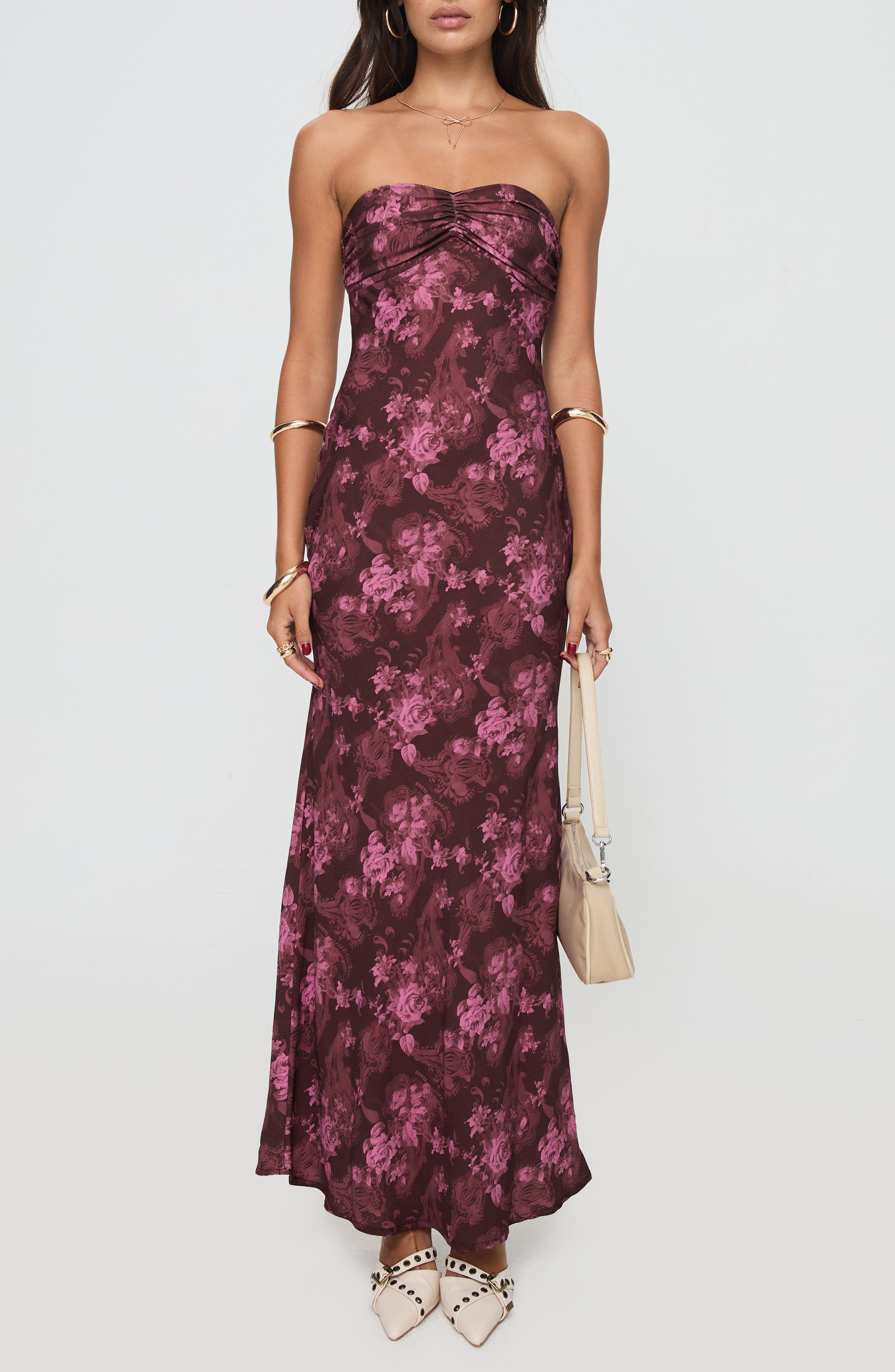 Princess Polly Abeila Floral Strapless Maxi Dress