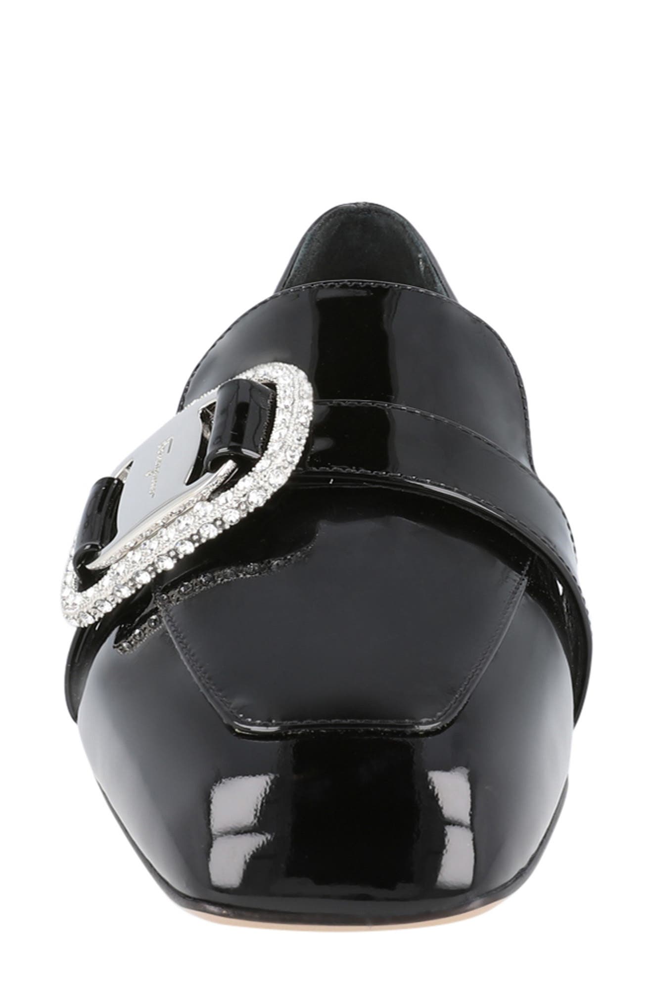 FERRAGAMO Embellished Patent Loafer, Alternate, color, Black