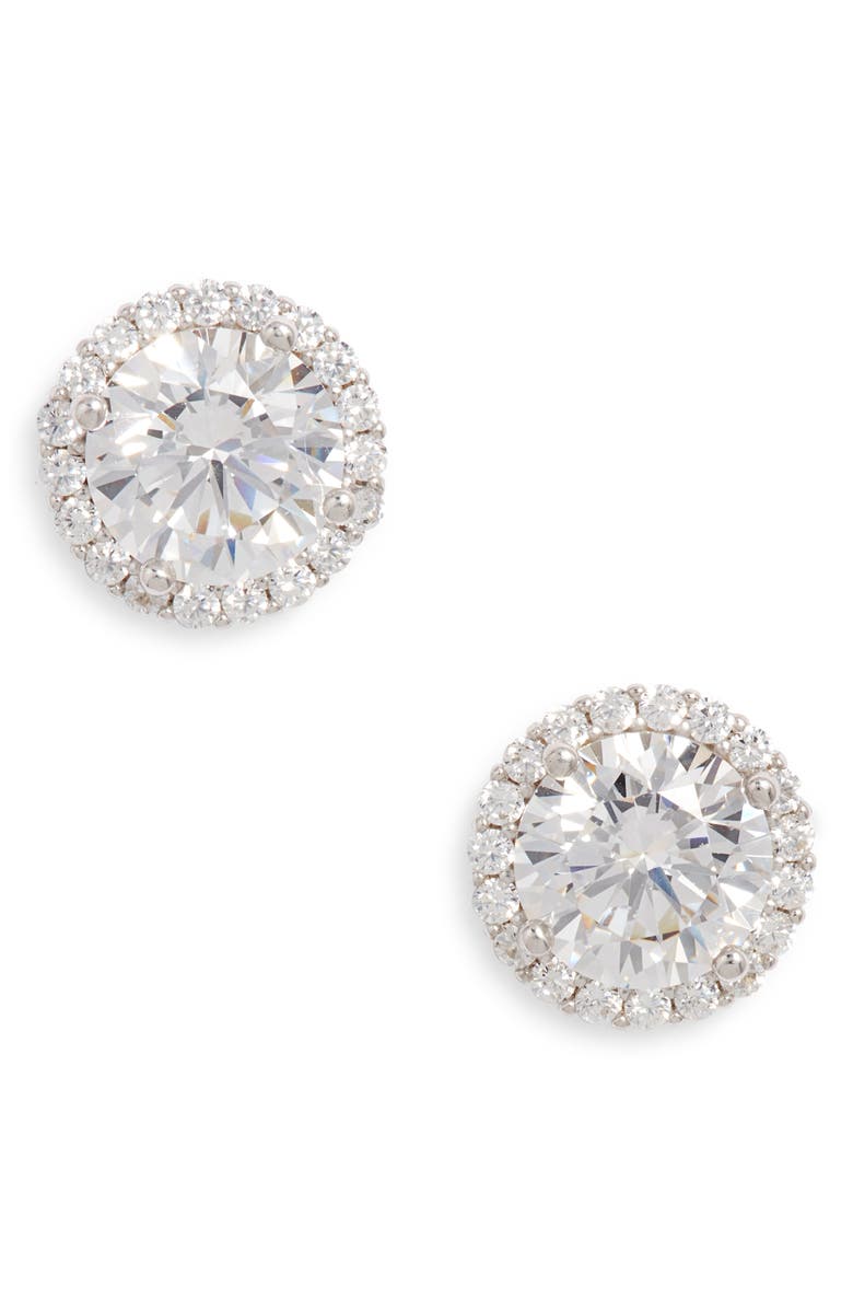 Nordstrom Cubic Zirconia Stud Earrings, Main, color, Platinum Plated