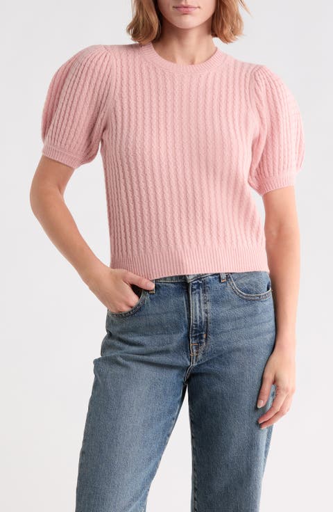 Lucerne Cable Stitch Puff Sleeve Sweater