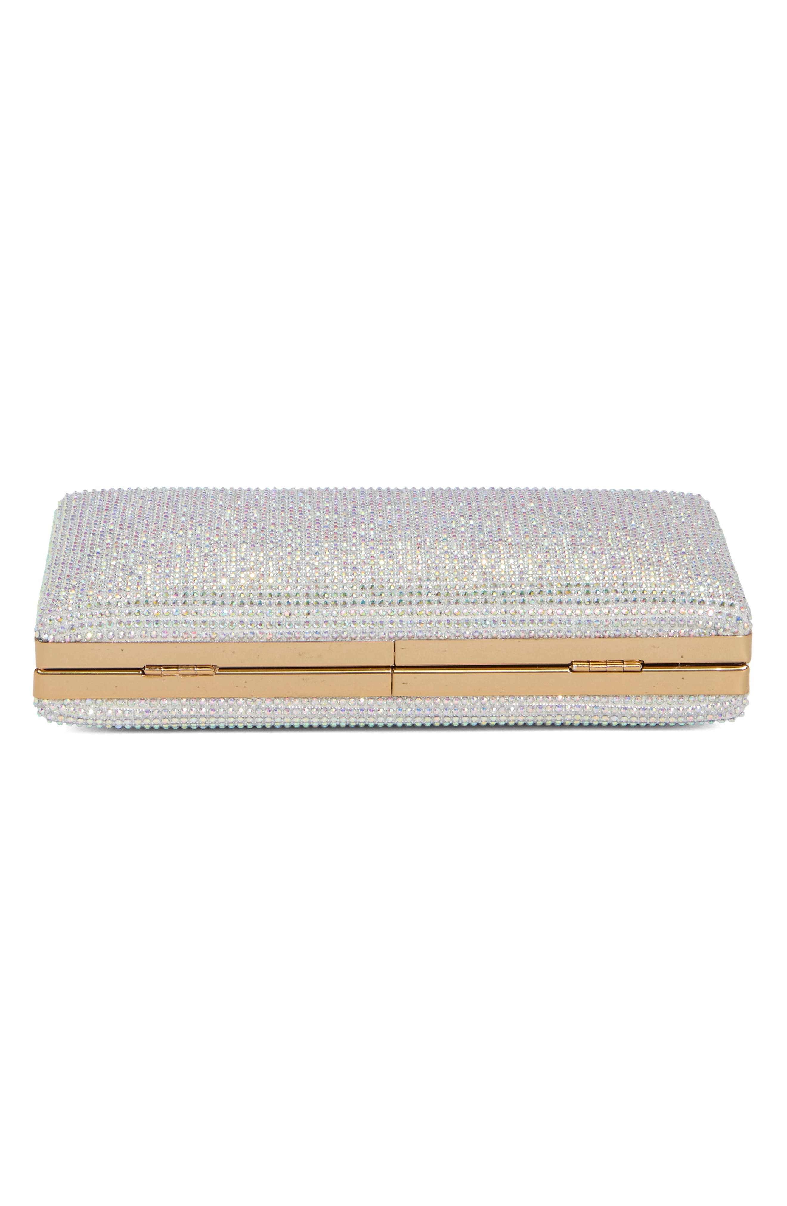Rhinestone Box Clutch, Alternate, color, BONE