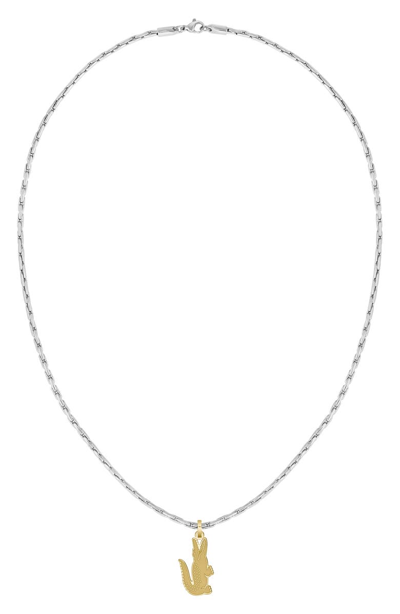Lacoste Arthor Crocodile Pendant Necklace, Main, color, Silver Stainles Steel