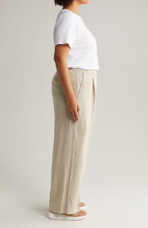 Shop Eileen Fisher High Waist Pleated Organic Linen Wide Leg Pants