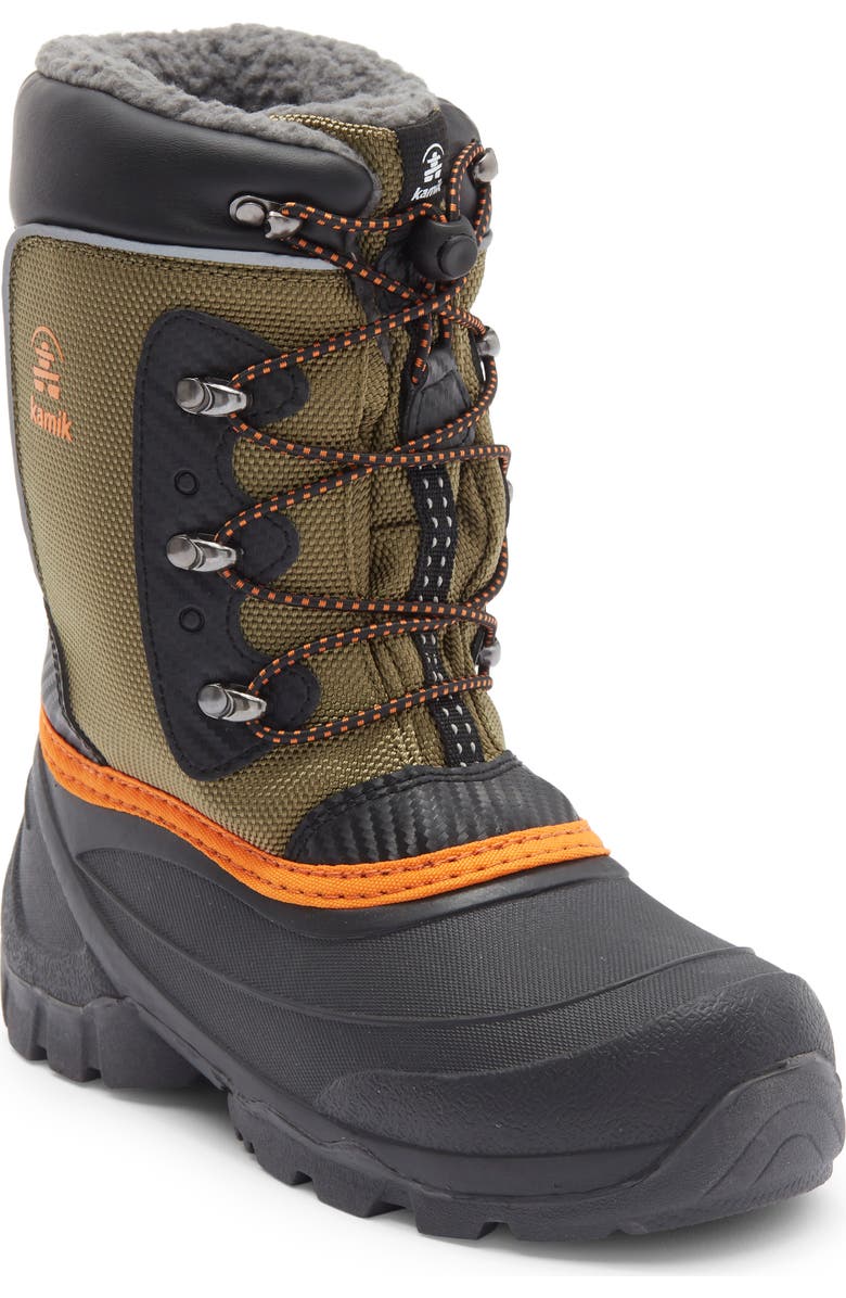 Kamik Kids' Luke 3 Fleece Lined Waterproof Snow Boot, Main, color, Olive