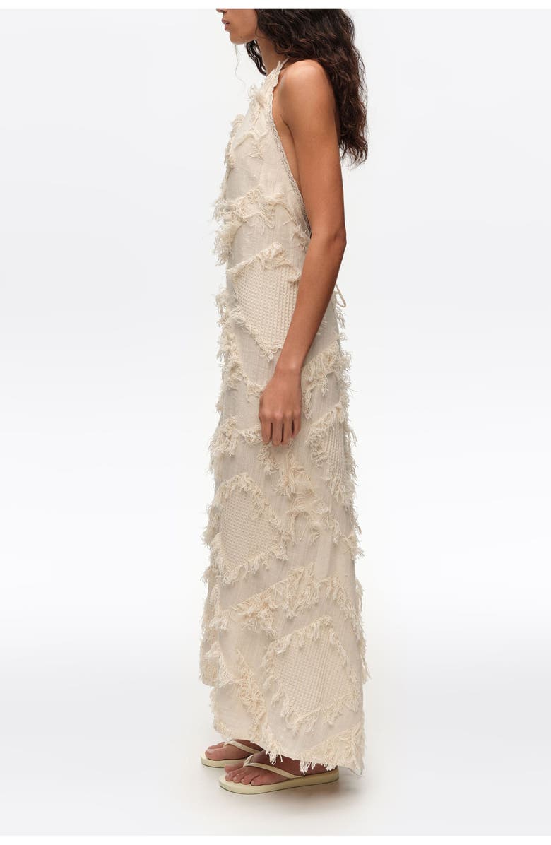 Bimba y Lola Halter Neck Dress With Fringing, Alternate, color, Ivory