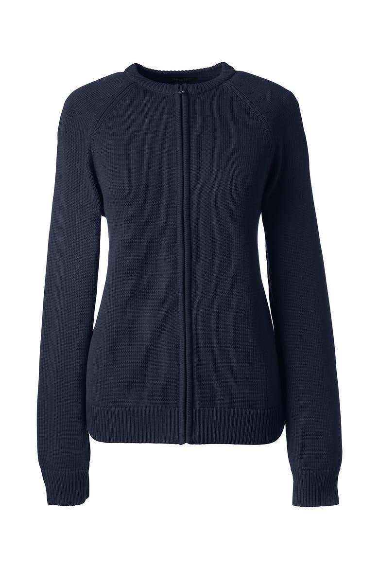 School Uniform  Cotton Modal Zip-front Cardigan Sweater, Alternate, color, Classic Navy