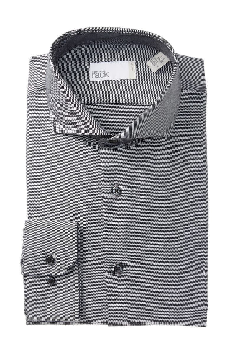 NORDSTROM RACK Trim Fit Solid Twill Cotton Dress Shirt, Main, color, 