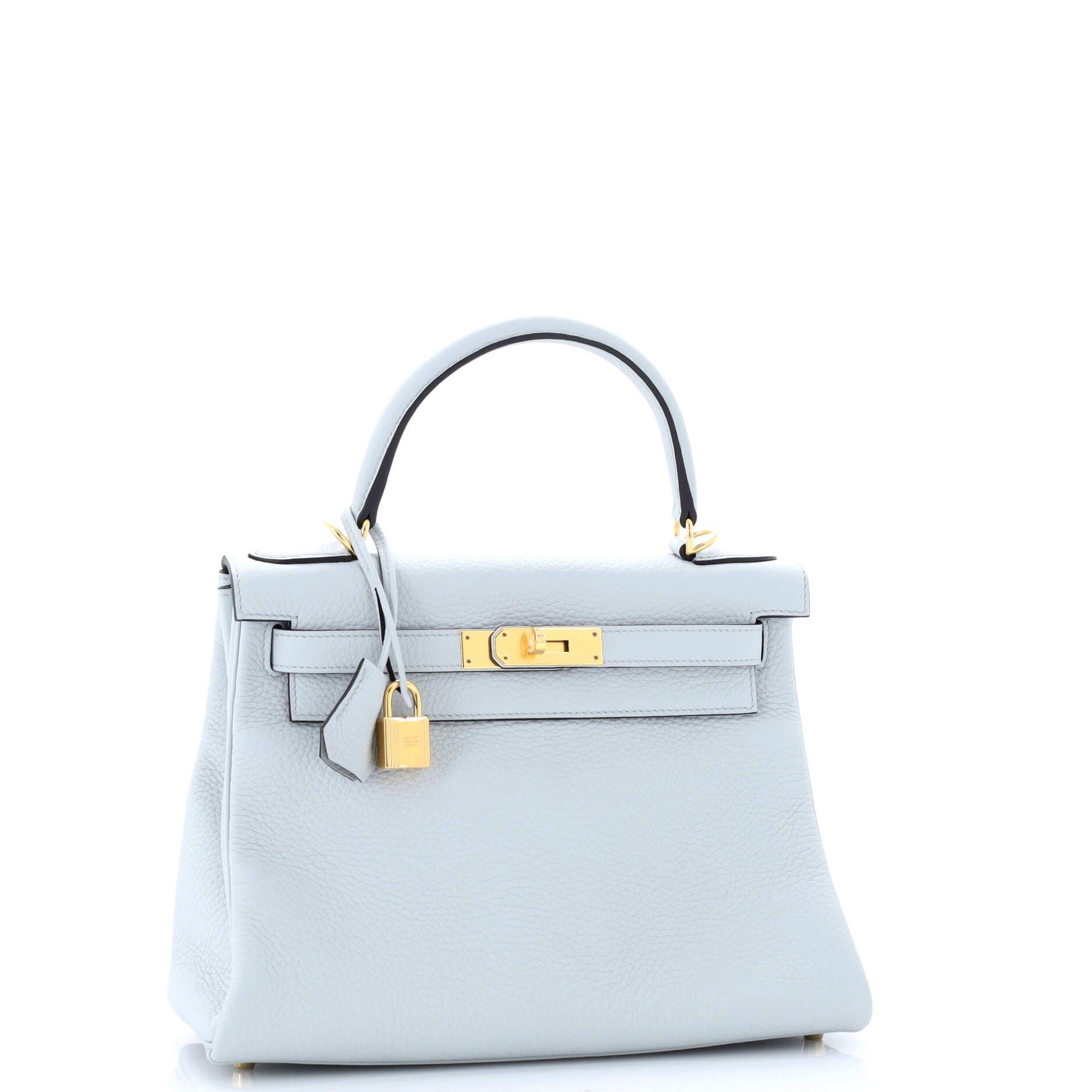 Pre-Owned Hermes Kelly Handbag Blue Clemence with Gold Hardware 28, Alternate, color, Bleu Pale