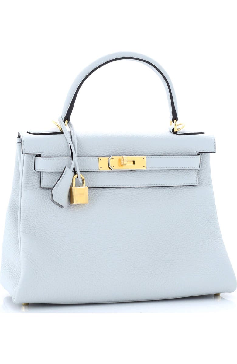 Pre-Owned Hermes Kelly Handbag Blue Clemence with Gold Hardware 28, Alternate, color, Bleu Pale