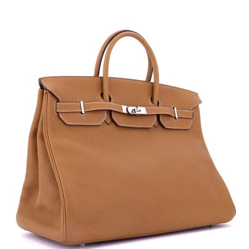 Pre-owned Hermes Hermes Birkin Handbag Brown Togo With Palladium Hardware 40 In Gold