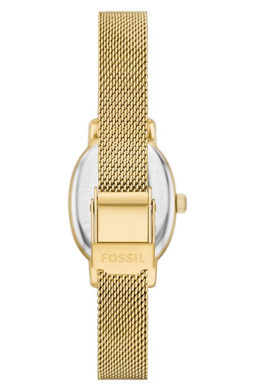 Fossil Penny Mother-of-pearl Quartz Mesh Bracelet Watch, 23mm In Gold
