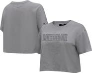 PRO STANDARD Women's Pro Standard Heather Charcoal Michigan Wolverines Tonal Neutral Boxy Cropped T-Shirt