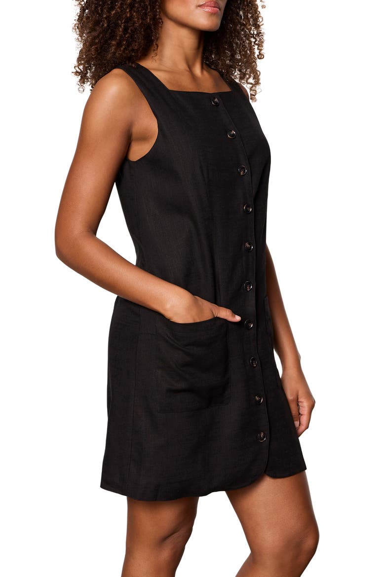 Sleeveless Square Neck Minidress, Alternate, color, BLACK