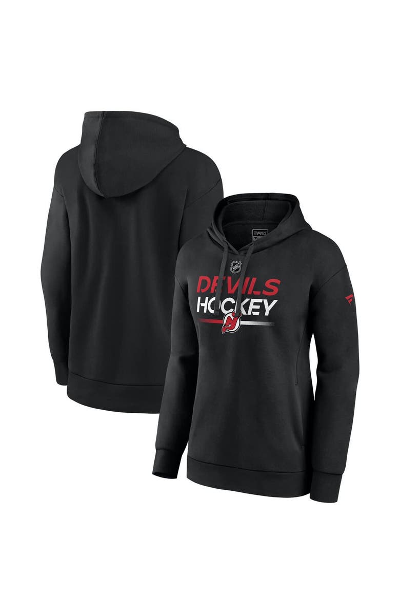 FANATICS Women's Fanatics Black New Jersey Devils Authentic Pro Primary Logo Pullover Hoodie, Alternate, color, 