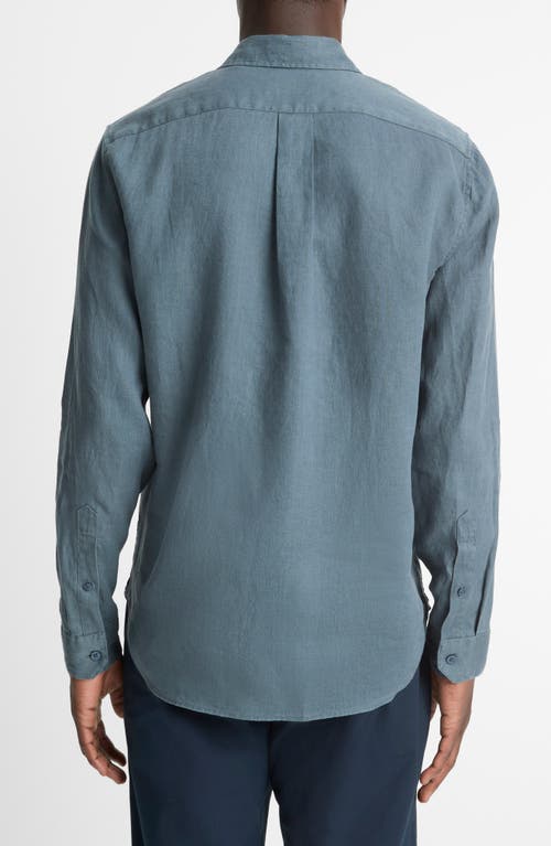 Vince Linen Button-up Shirt In Marlin Teal